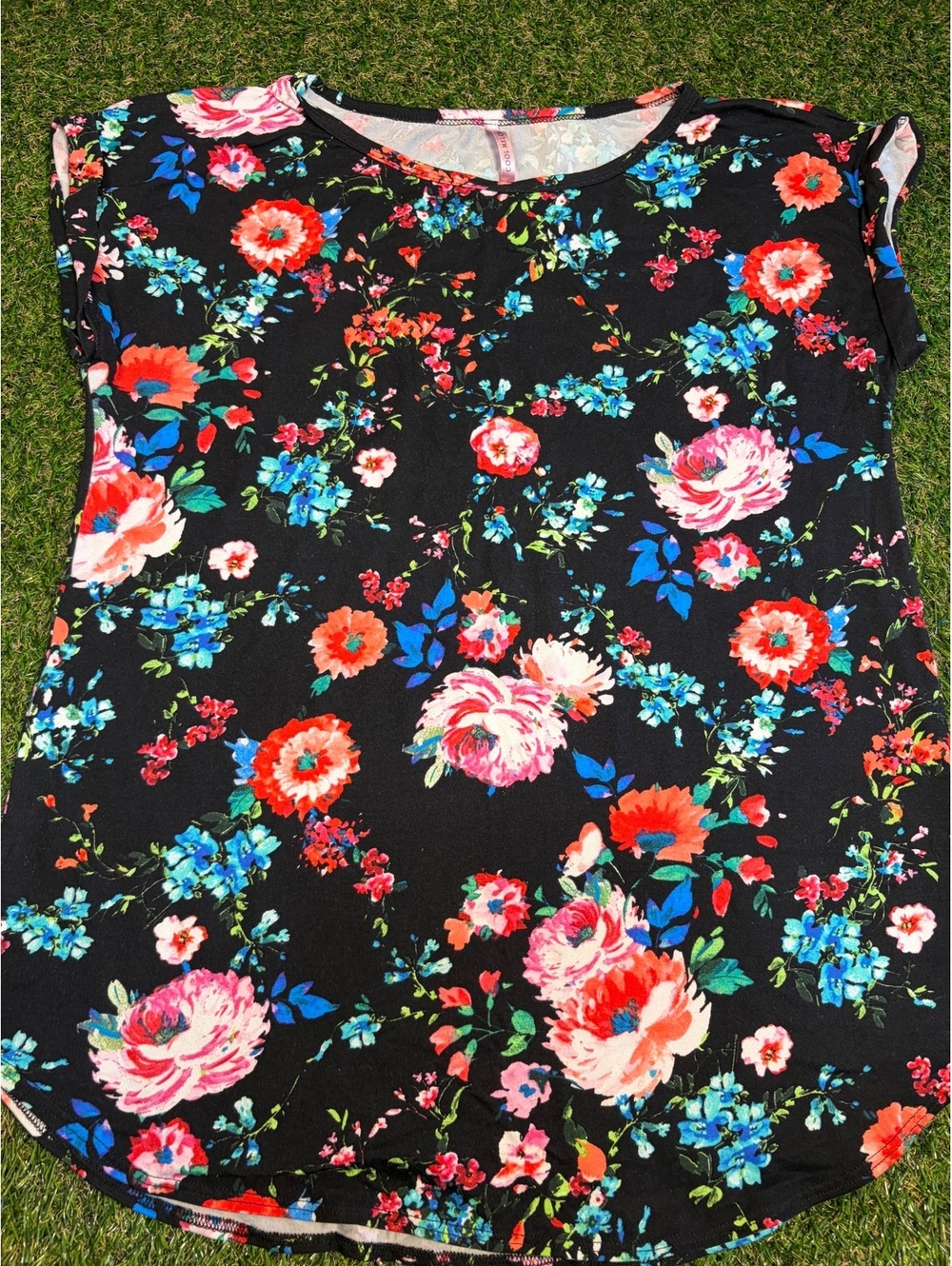 Cool Melon Women's Floral Print Short Sleeve Top